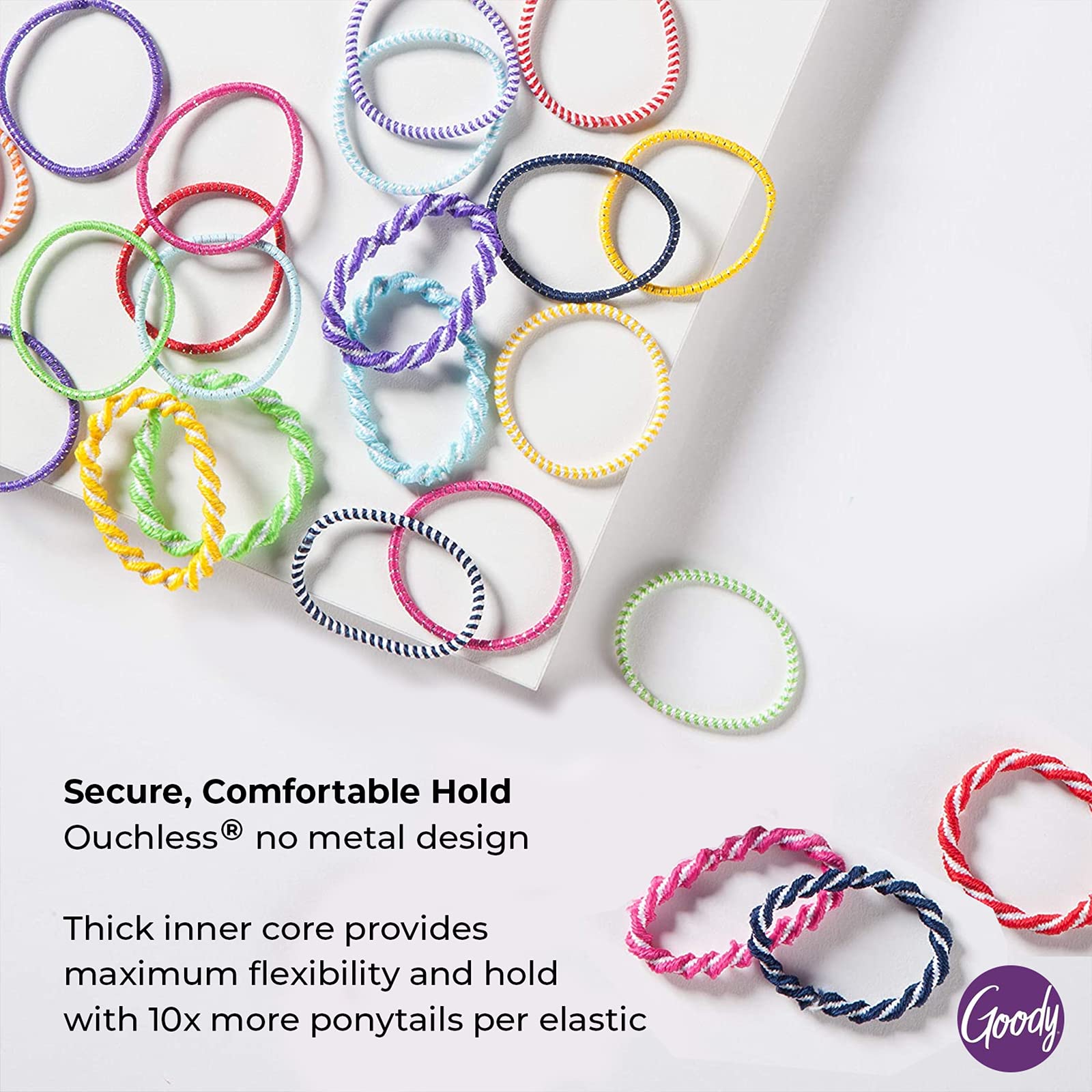 Goody Kids Ouchless Elastic Stretch Core demonstrates strong, flexible hold.