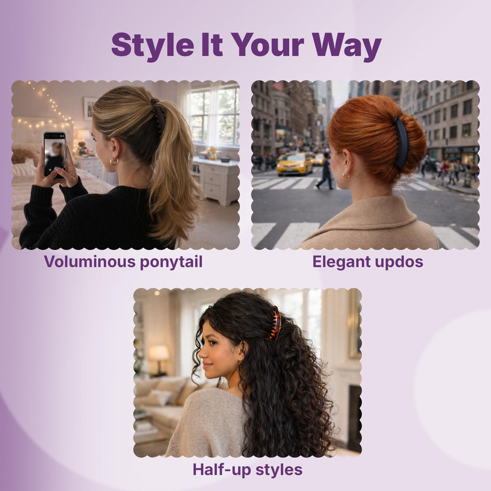 GOODY clip holds thick or thin hair without pinching or headaches.
