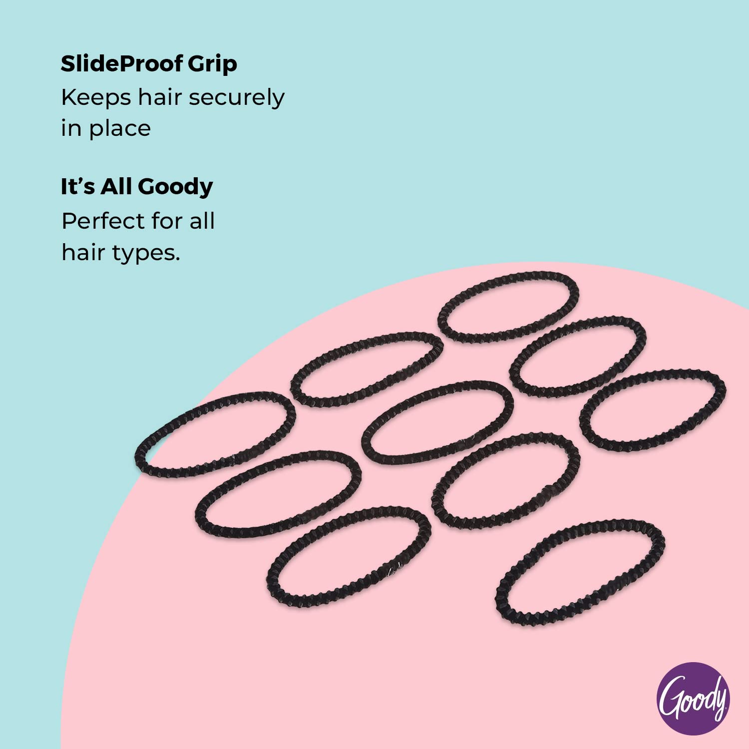 Goody Nonslip elastic braid detail highlights gentle grip for long-lasting style