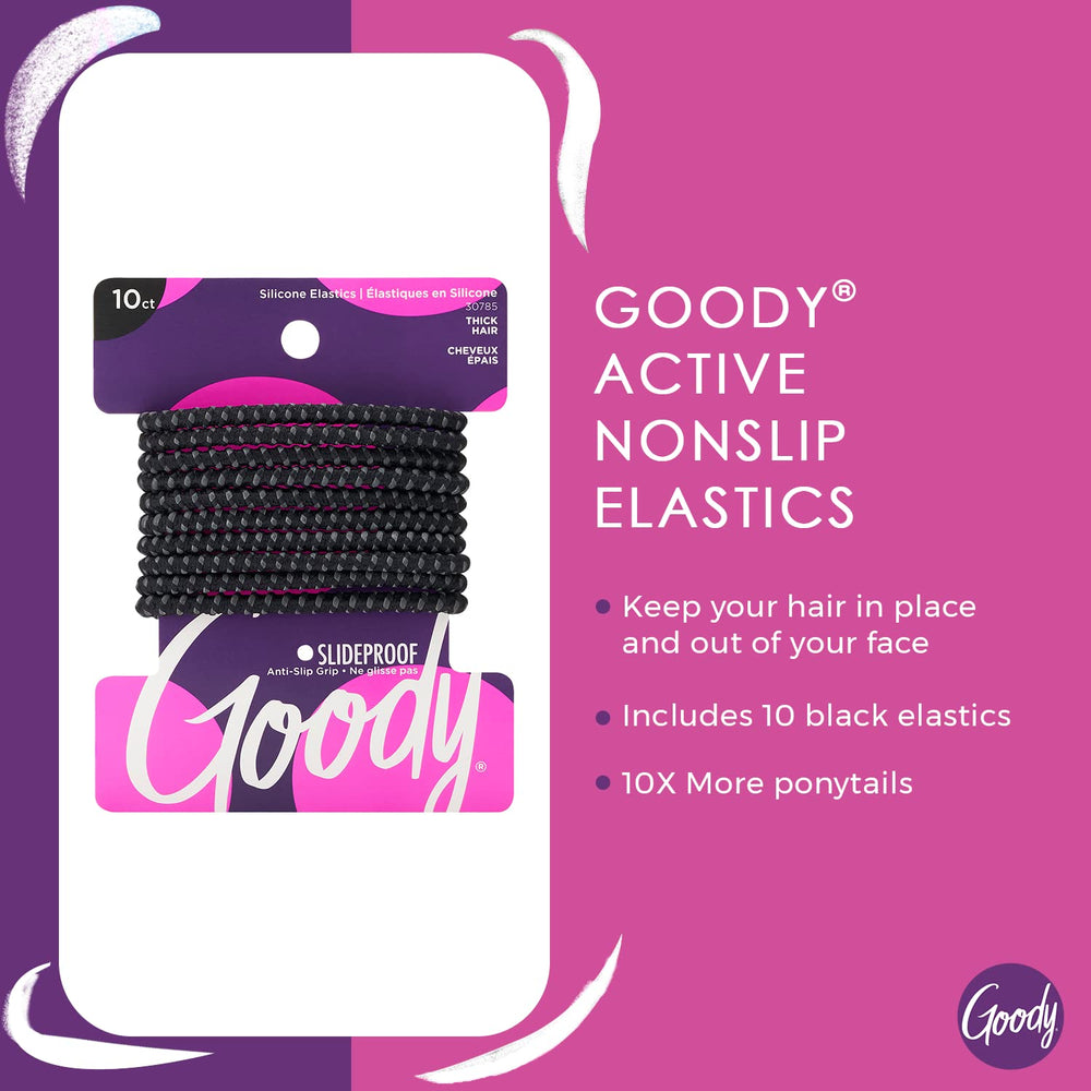 Goody Nonslip elastic on ponytail demonstrates reliable hold during activity