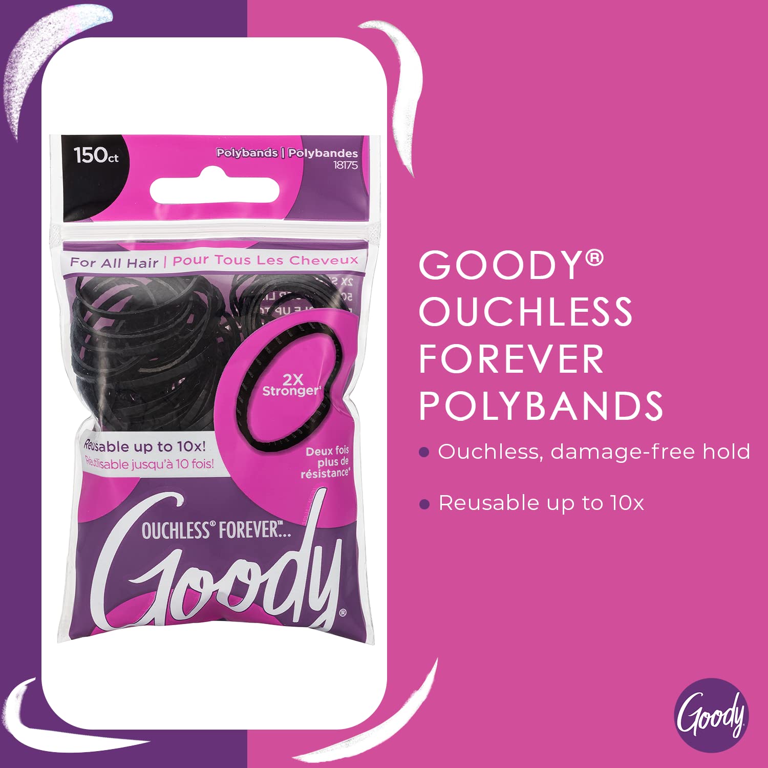 GOODY Ouchless Forever Polybands close-up texture for smooth, secure styling