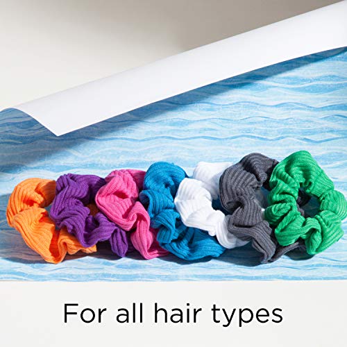 Closeup of Goody scrunchies in jersey fabric for gentle snag-free styling.