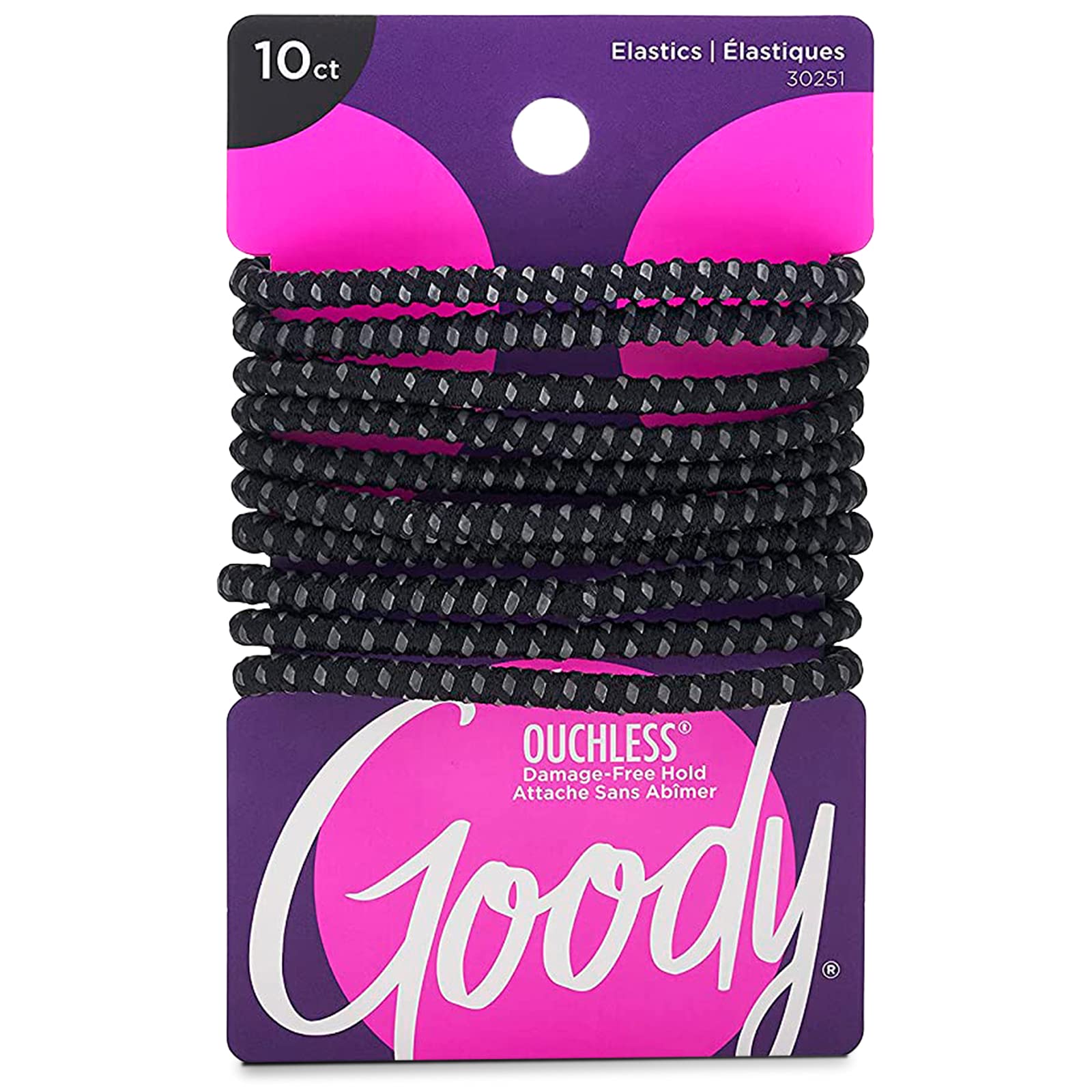 Goody Ouchless no-slip hair ties close-up showing gentle grip for comfortable all-day wear.