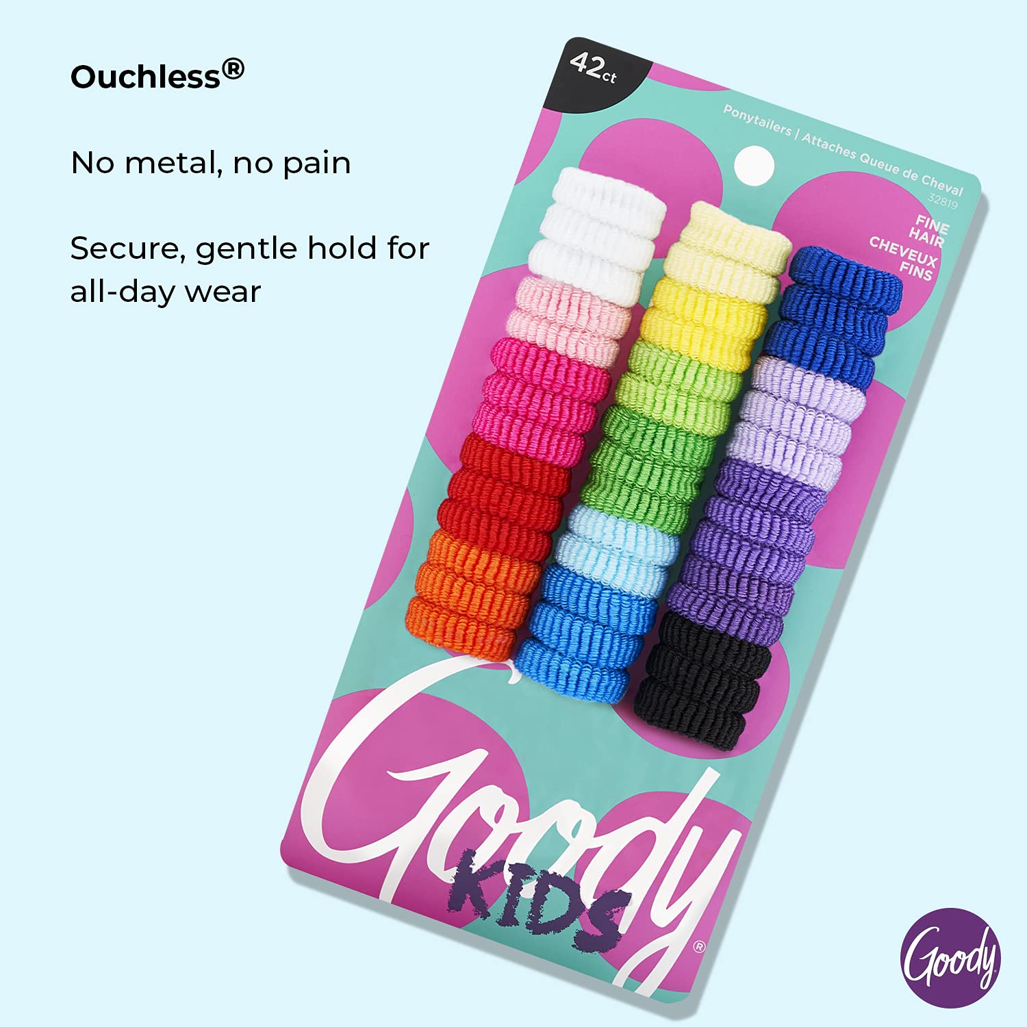 GOODY Ponytailers Terry colores vivos ofrecen sujeción para peinados escolares