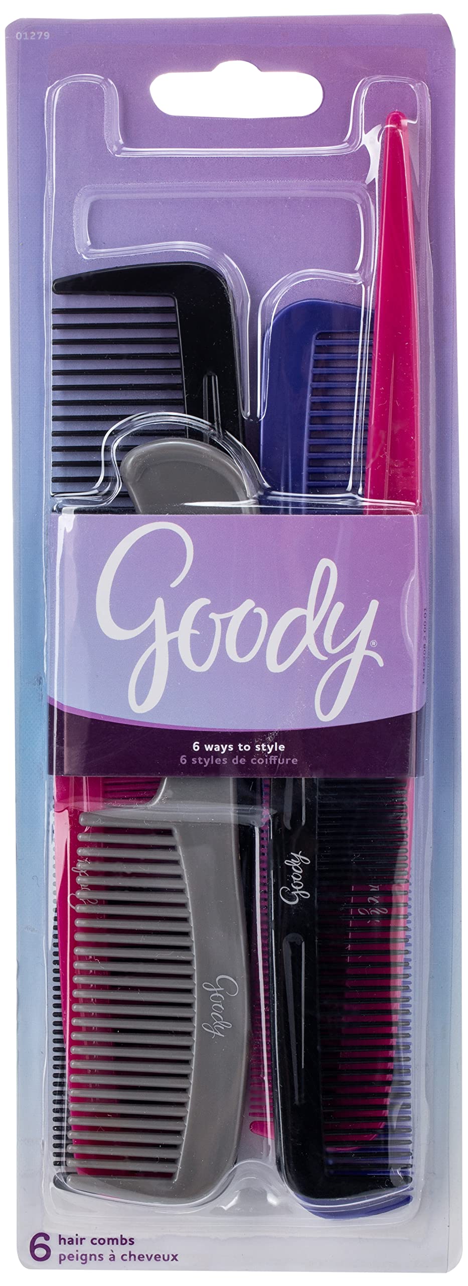 Goody six-comb family set in vibrant colors for detangling and styling