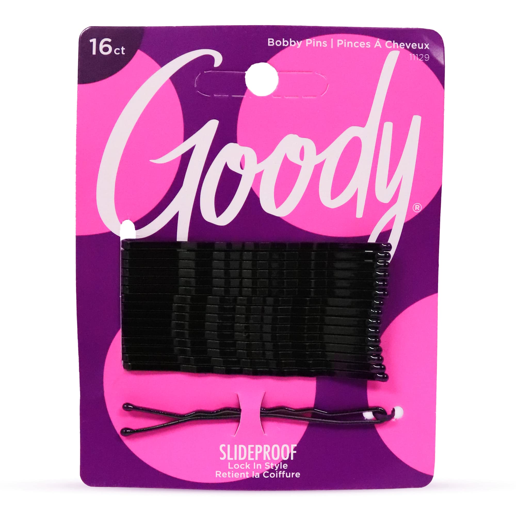 GOODY SlideProof XXL Bobby Pins in black secure hair with comfortable grip for all-day styling.