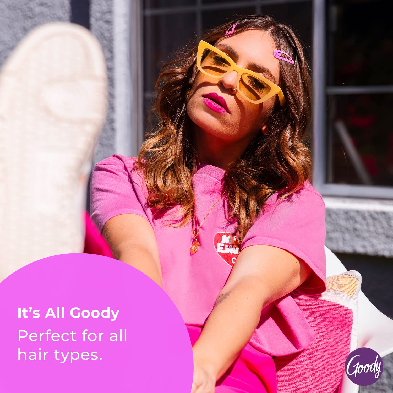 GOODY stackable clips enable creative, layered hairstyles.