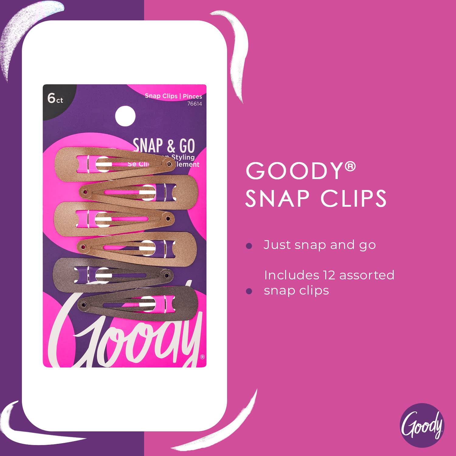 Goody Snap Clip with easy snap design for quick, no-fuss styling