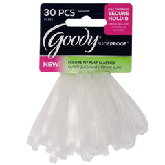 Goody SP 4mm latex elastic clear 30ct front view for secure, comfortable stretches.