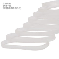 Goody SP 4mm latex elastic clear 30ct use setup illustrating simple attachment.