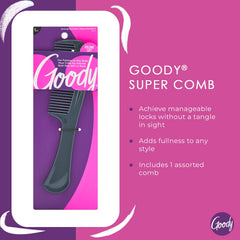 Goody Super Comb extra-long teeth detangle wet or dry hair with ease