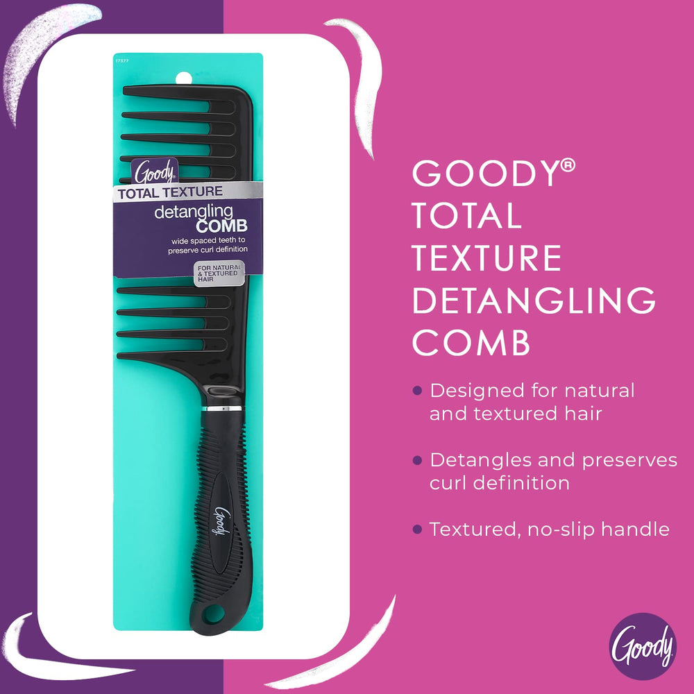 GOODY Total Texture wide-teeth comb preserves curl definition during detangling.
