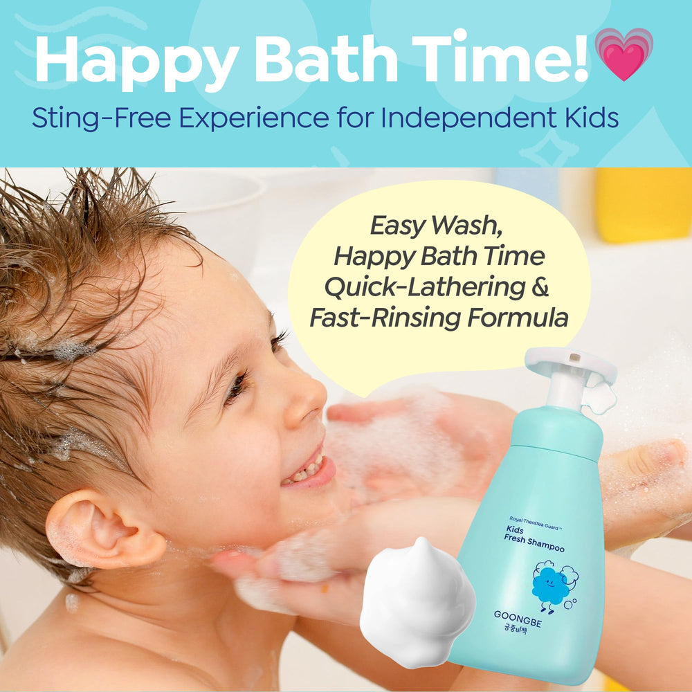 GOONGBE Kids Fresh Shampoo eye-safe formula tested for worry-free bath time.