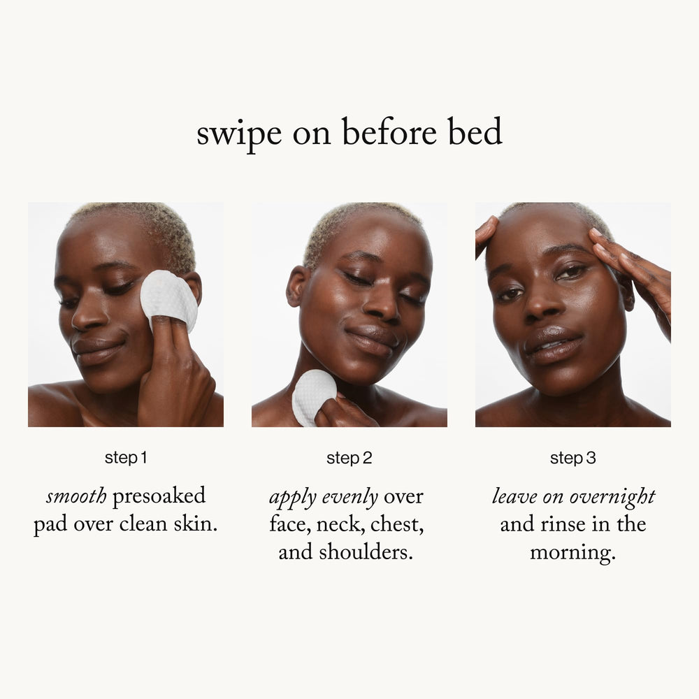 Goop Beauty pads applied to face, neck, and chest areas for even treatment
