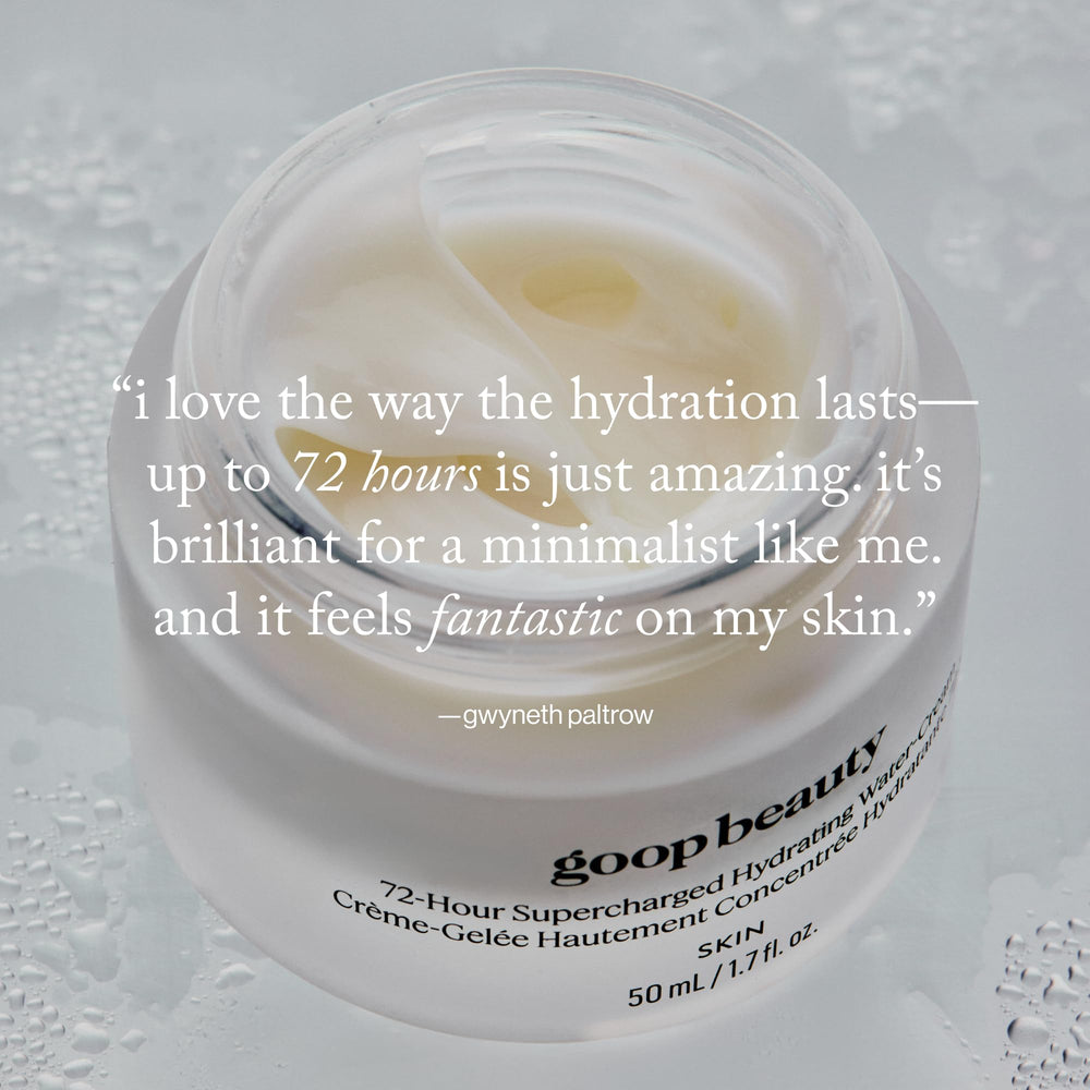 goop Beauty 72-Hour Hydrating Water Cream contains fermented astragalus for firming
