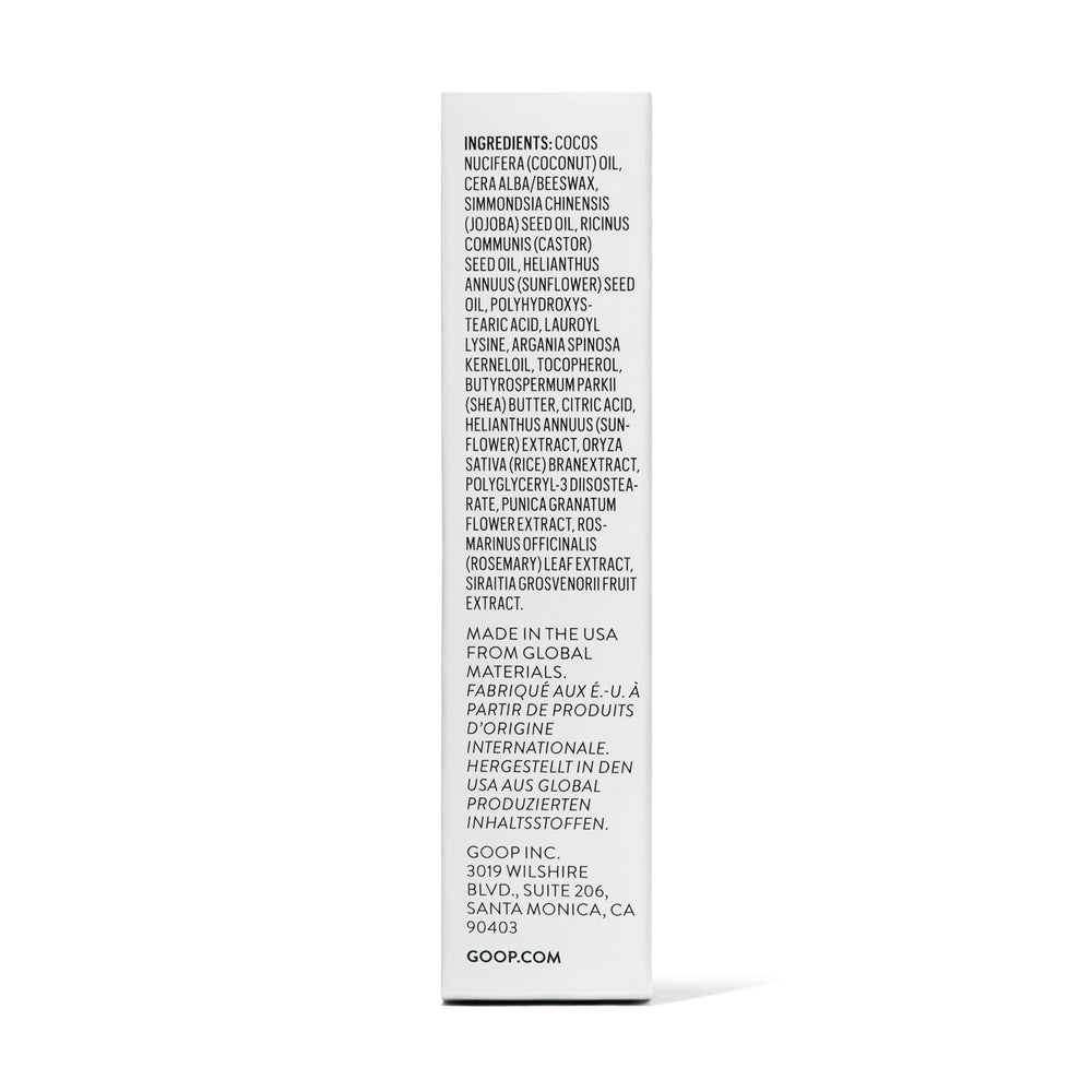 goop Beauty Clean Lip Balm application demonstrates simple, precise lip restoration.