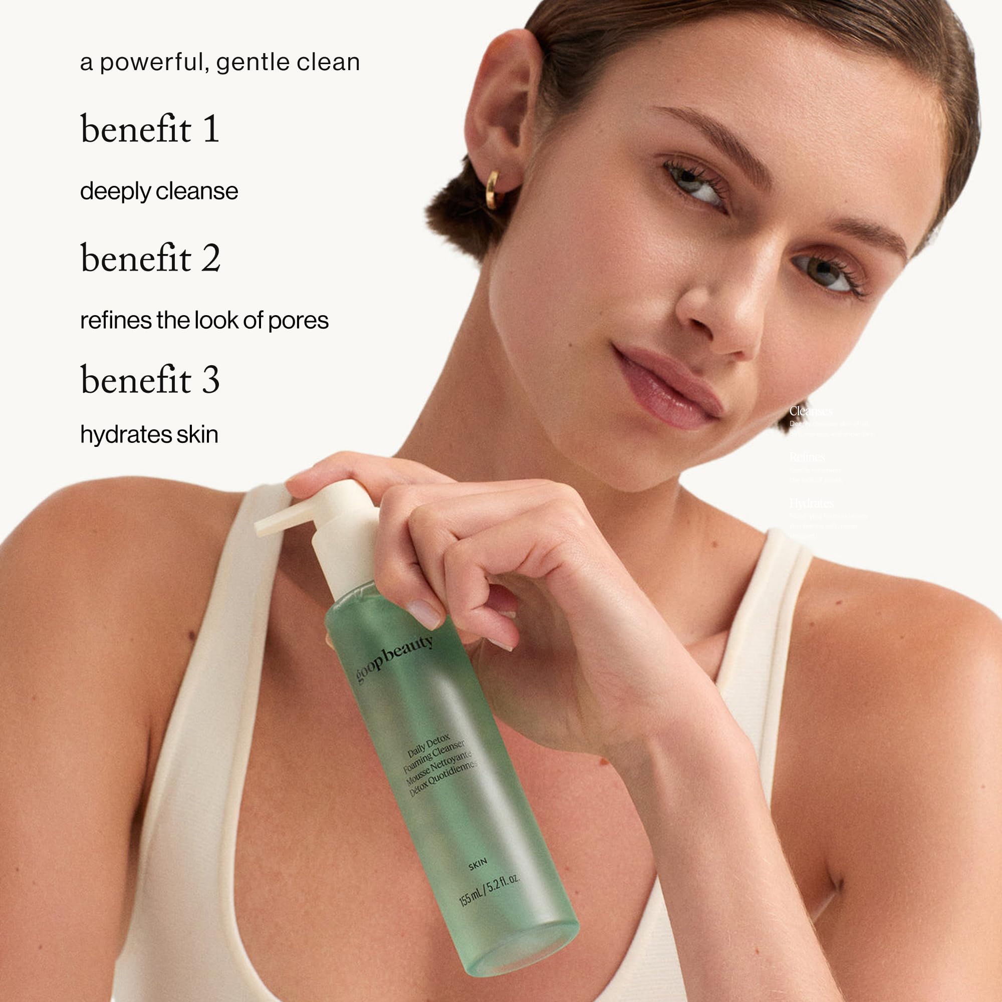 Goop Beauty Daily Detox Foaming Cleanser foam close-up showing plush lather