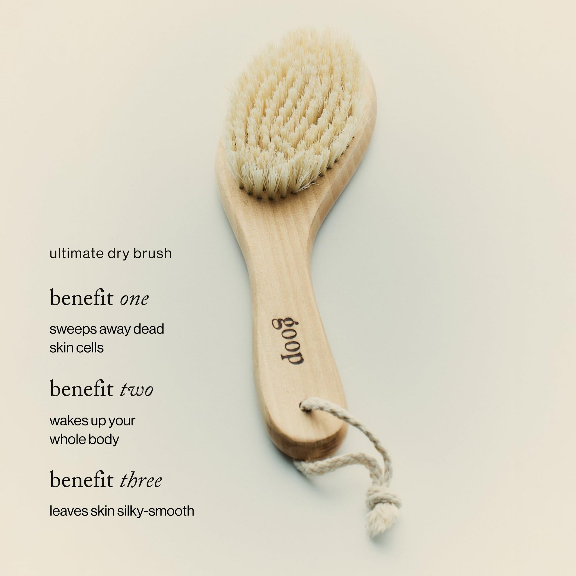 goop Beauty dry brush natural sisal bristles sweep away dead skin for radiance