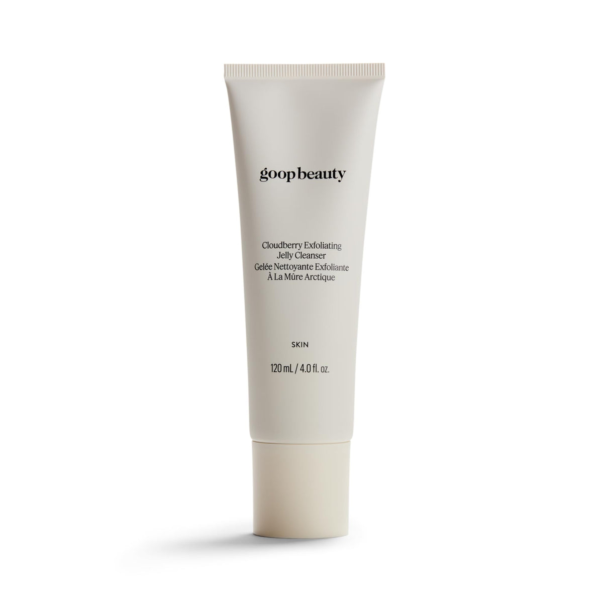 Goop Beauty Exfoliating Jelly Cleanser jar close, gentle exfoliation for smooth, radiant skin.