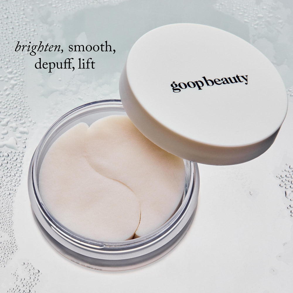 Goop Beauty Eye Masks cooling effect depicted for a refreshed look.