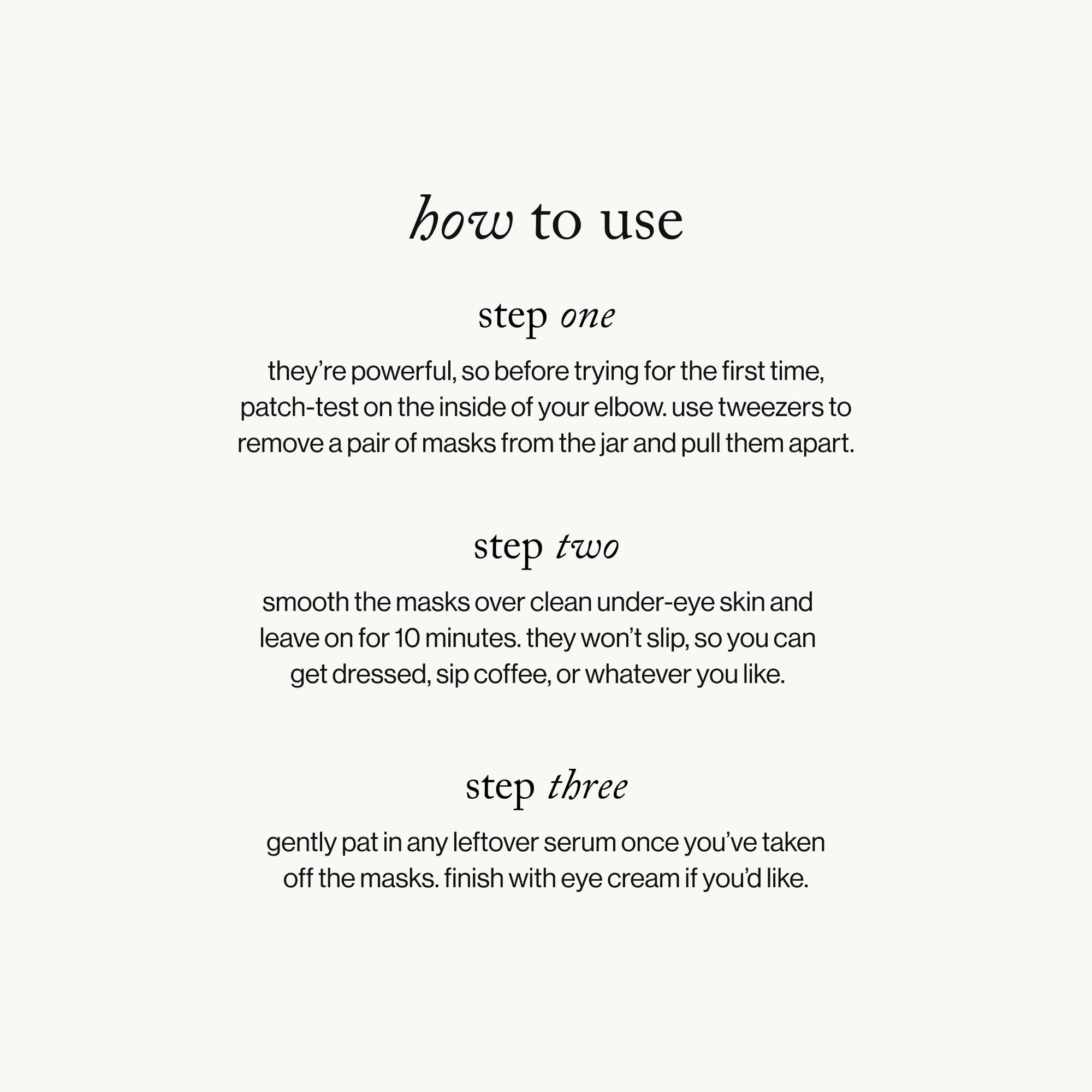 Goop Beauty Eye Masks highlight honey locust extract and olive leaf stem cells.