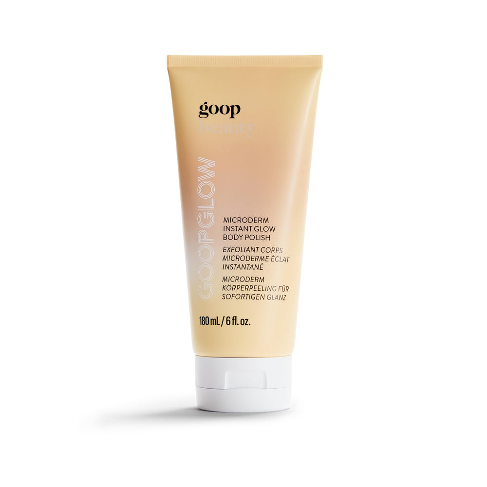 goop Beauty Microderm Body Polish bottle shows premium exfoliation for smooth skin
