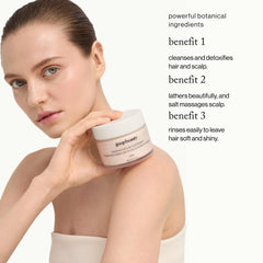 Goop Beauty Scalp Scrub Shampoo highlighting rosehip oil for nourished hair