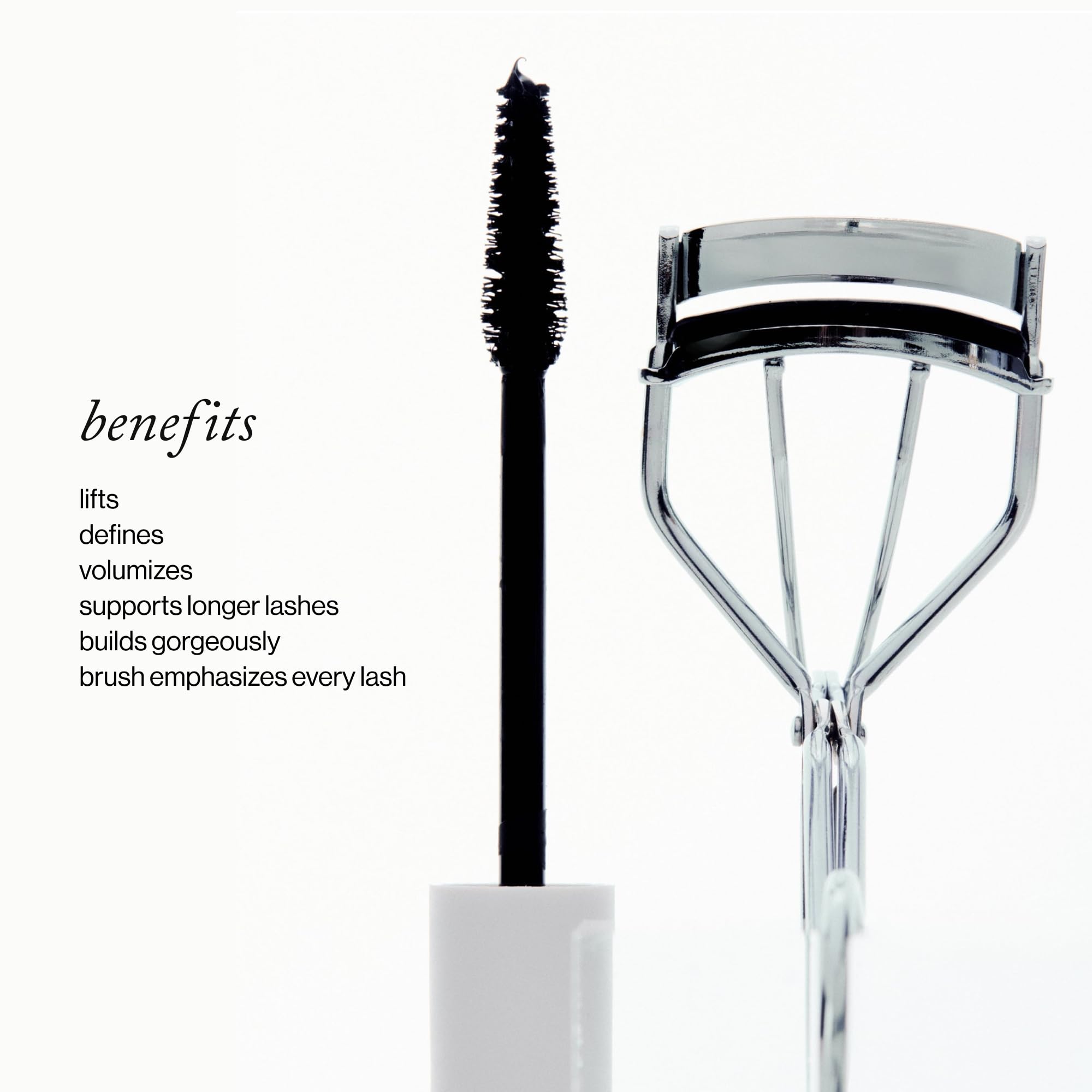 Goop Featherlash brush wand close-up highlights three-edged design for smooth application.