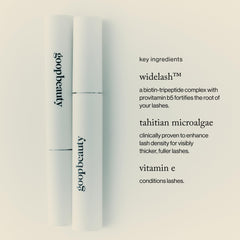Goop Featherlash lashes before and after showing lift and lengthening appearance.