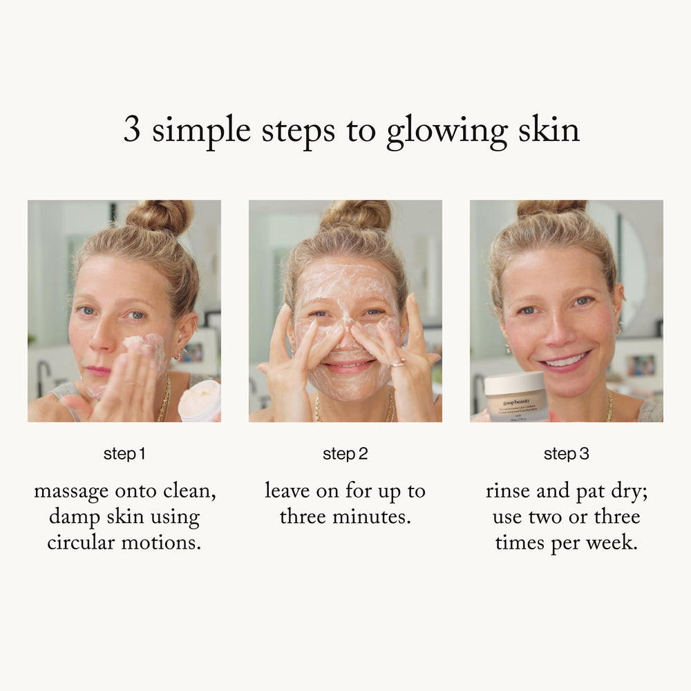 goop Microderm Exfoliator marshmallow-texture offers airy application and comfortable polish.