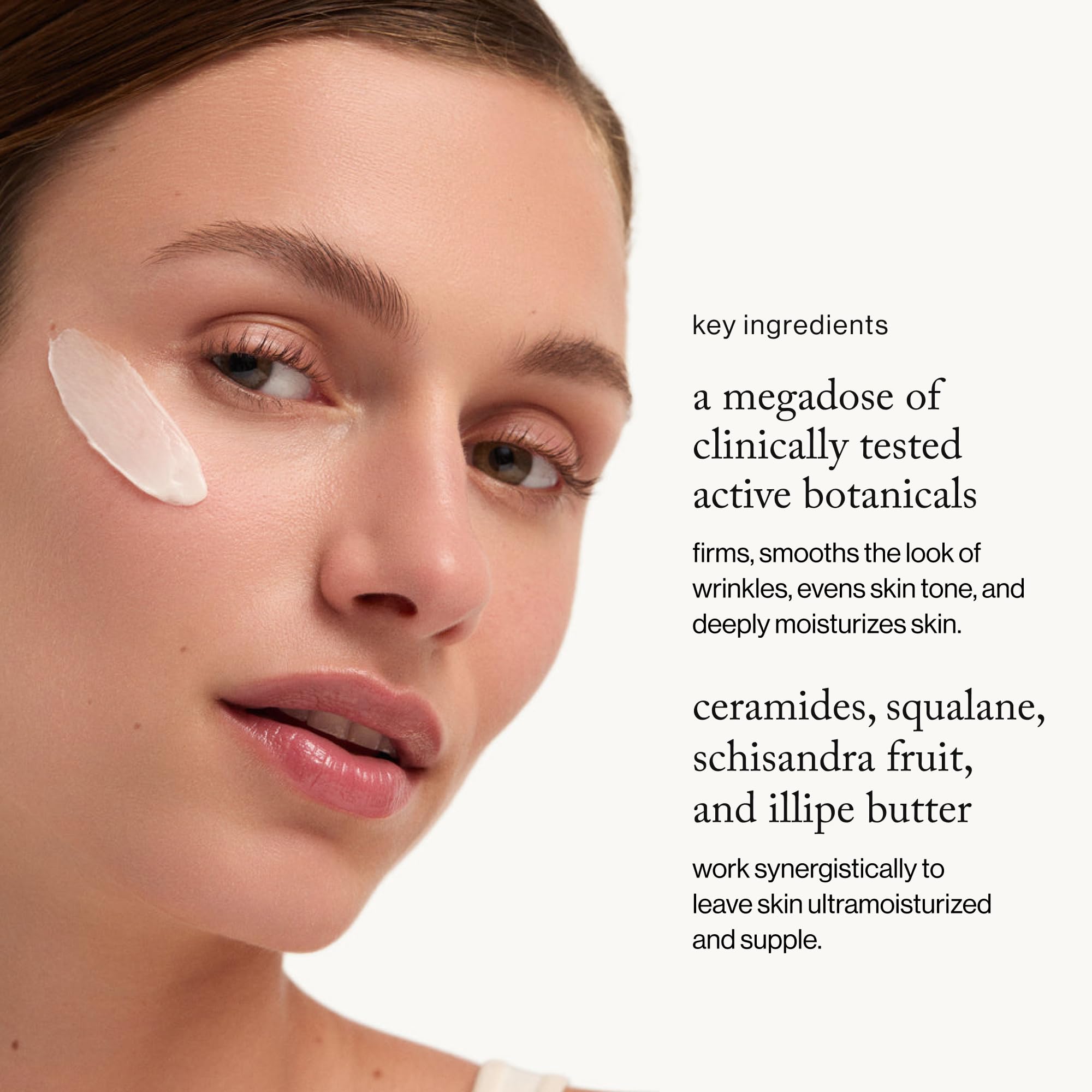 Whipped texture of Goop Nourishing Face Cream gliding onto skin for fast absorption.