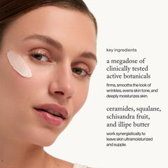 Whipped texture of Goop Nourishing Face Cream gliding onto skin for fast absorption.