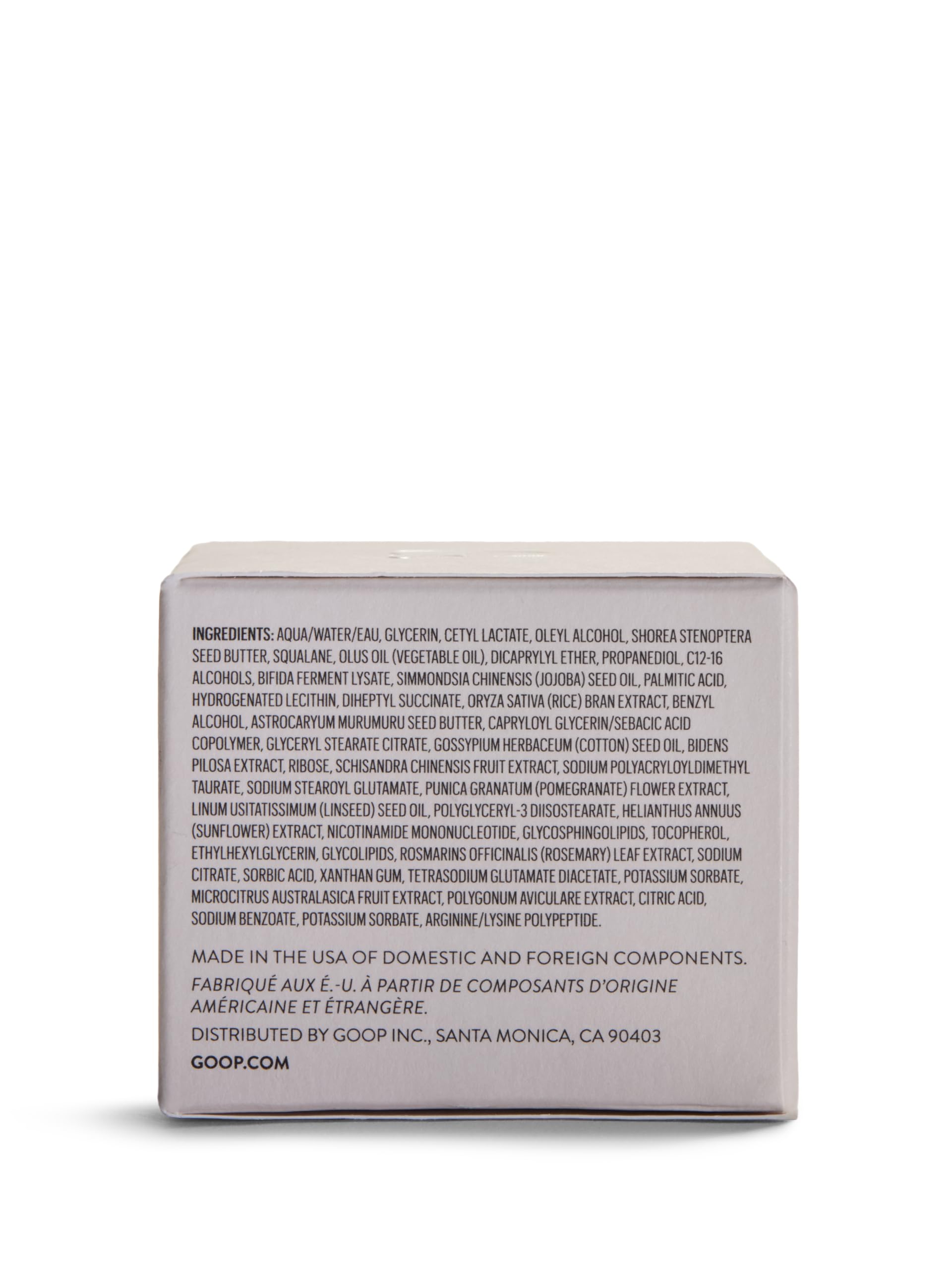 goop Youth-Boost cream on bathroom shelf signals premium skincare experience.