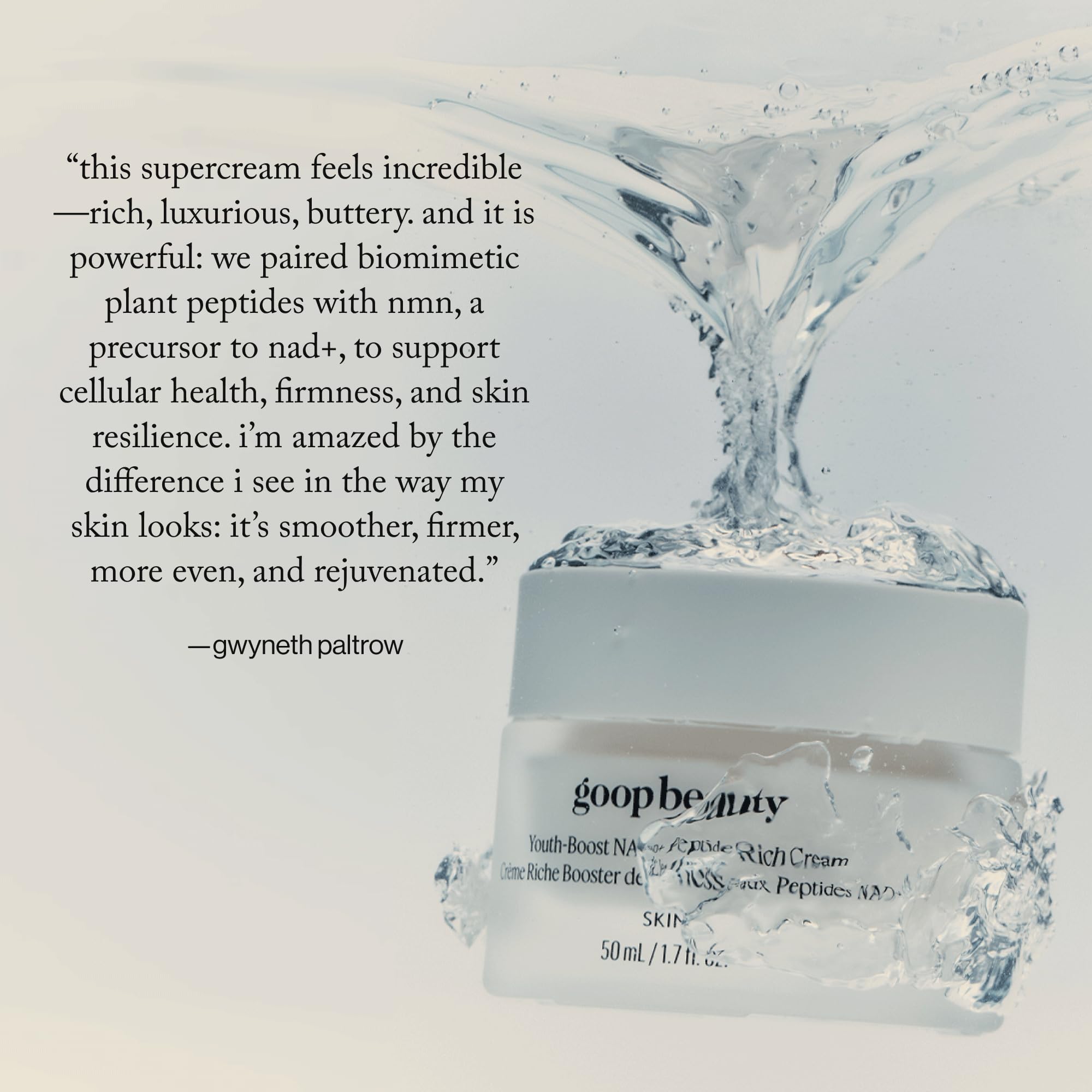 goop Youth-Boost cream on dry skin shows conditioning during routine.