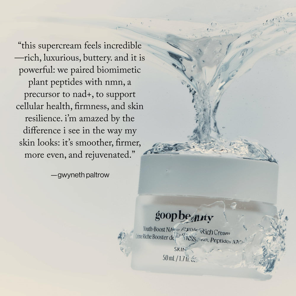 goop Youth-Boost cream on dry skin shows conditioning during routine.