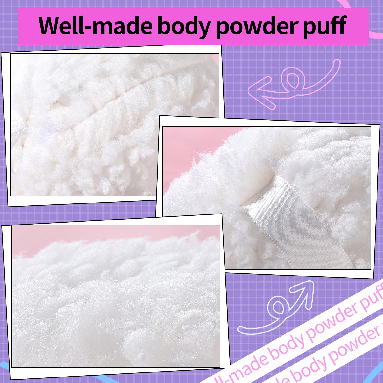 Gootaimi puff in use for even body dusting