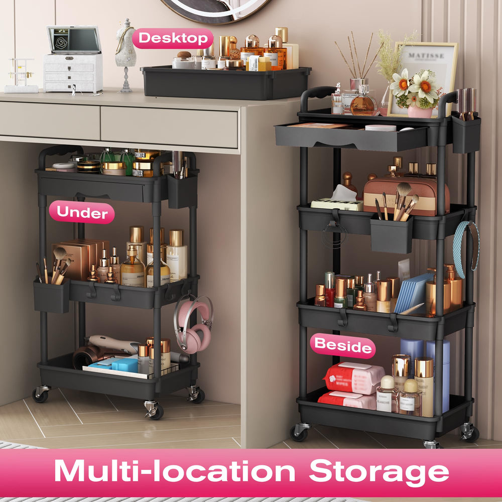 Goovilla rolling cart with sturdy build supporting heavy beauty items
