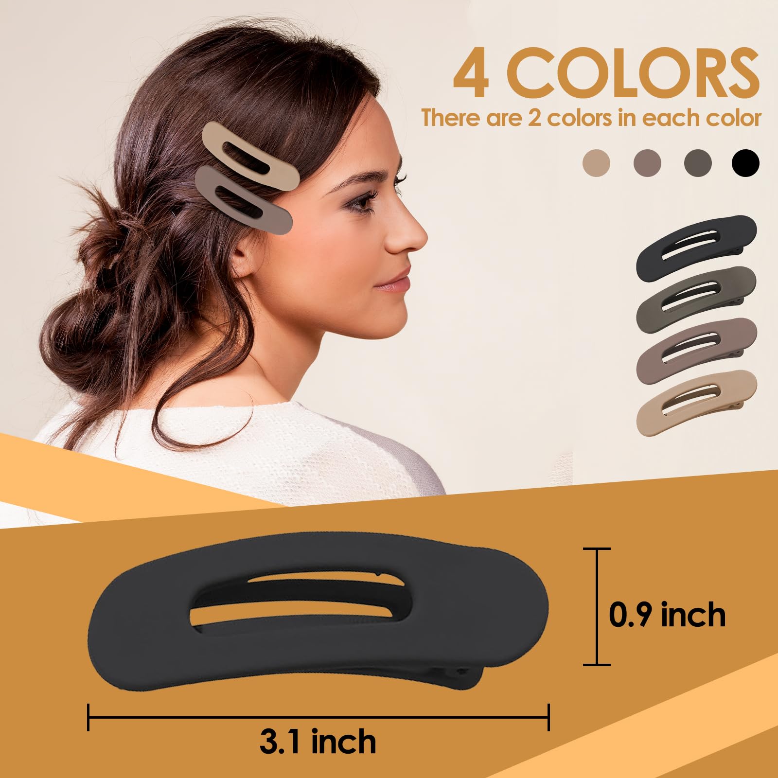 GOOWEAYY small flat hair clip close-up highlighting matte finish and non-slip grip.