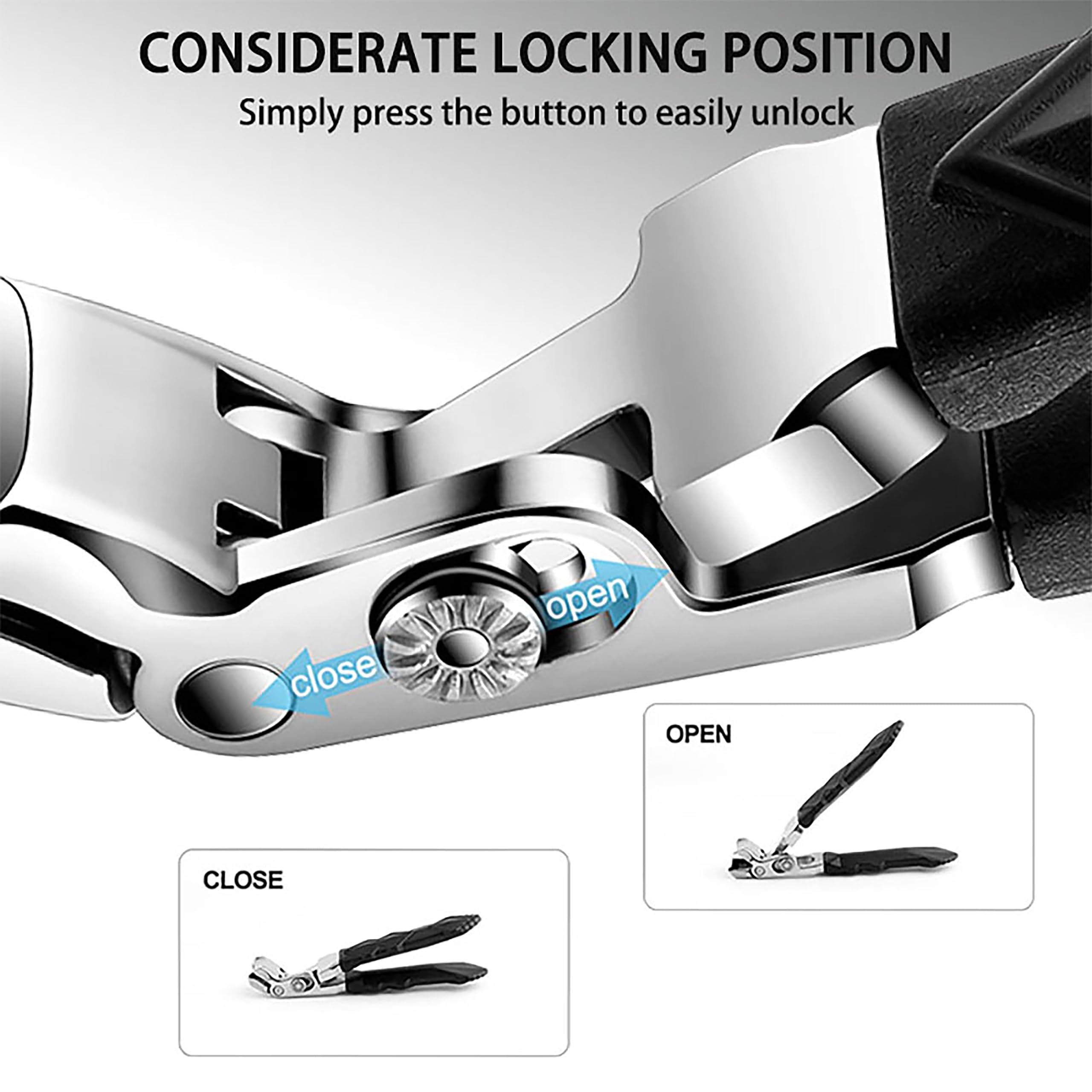 Goredny Orthoclip dual-mouth configuration for straight or curved cuts on thick nails.