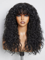 GORGIUS Veralux blend shaggy wig front view with natural curls and bangs