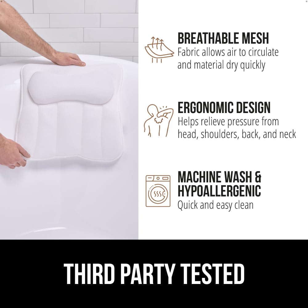 GORILLA GRIP bath pillow machine washable for effortless cleaning.