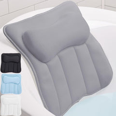 GORILLA GRIP bath pillow with six suction cups provides secure attachment for a worry-free soak.