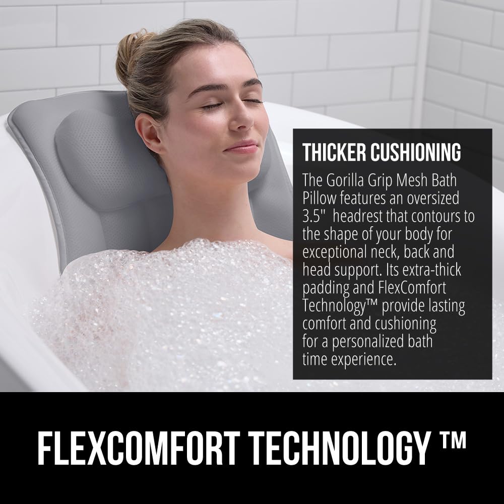 GORILLA GRIP oversized headrest offers 3.5-inch thickness for enhanced neck and back comfort.