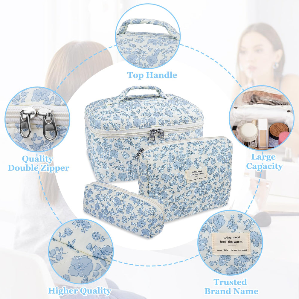 Gosect cotton makeup bag with gold zipper detail.