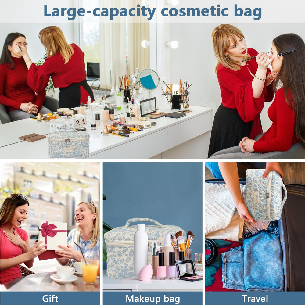 Gosect floral cosmetics bag, soft touch fabric.