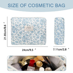 Gosect floral makeup bag folded compactly, ideal for handbags and travel.