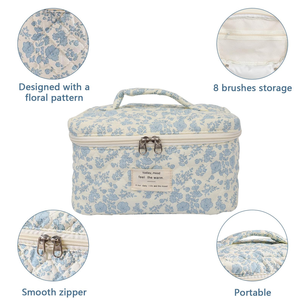 Gosect makeup bag with gold zipper for smooth access.