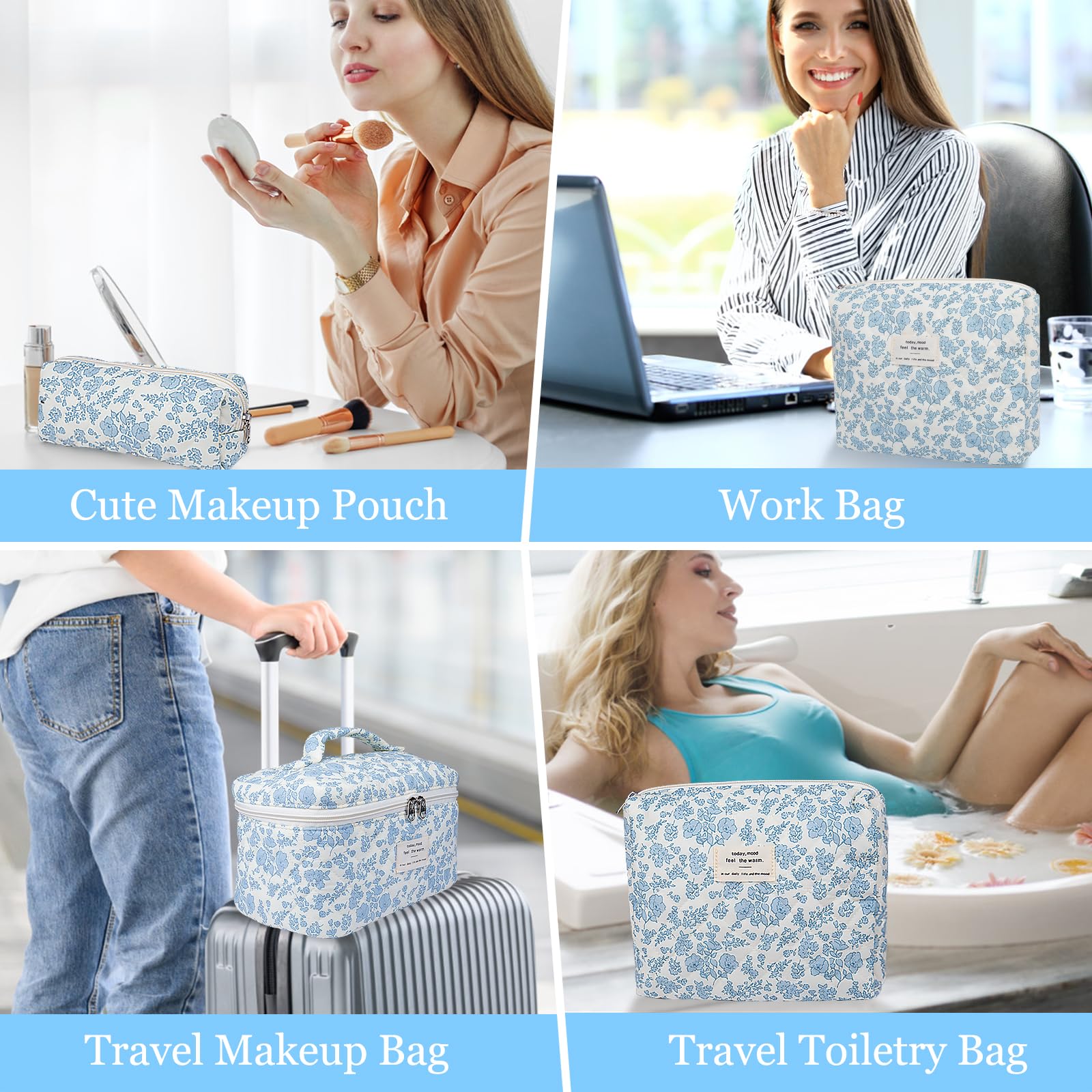 Gosect makeup bag three-sizes pack for daily and travel use.