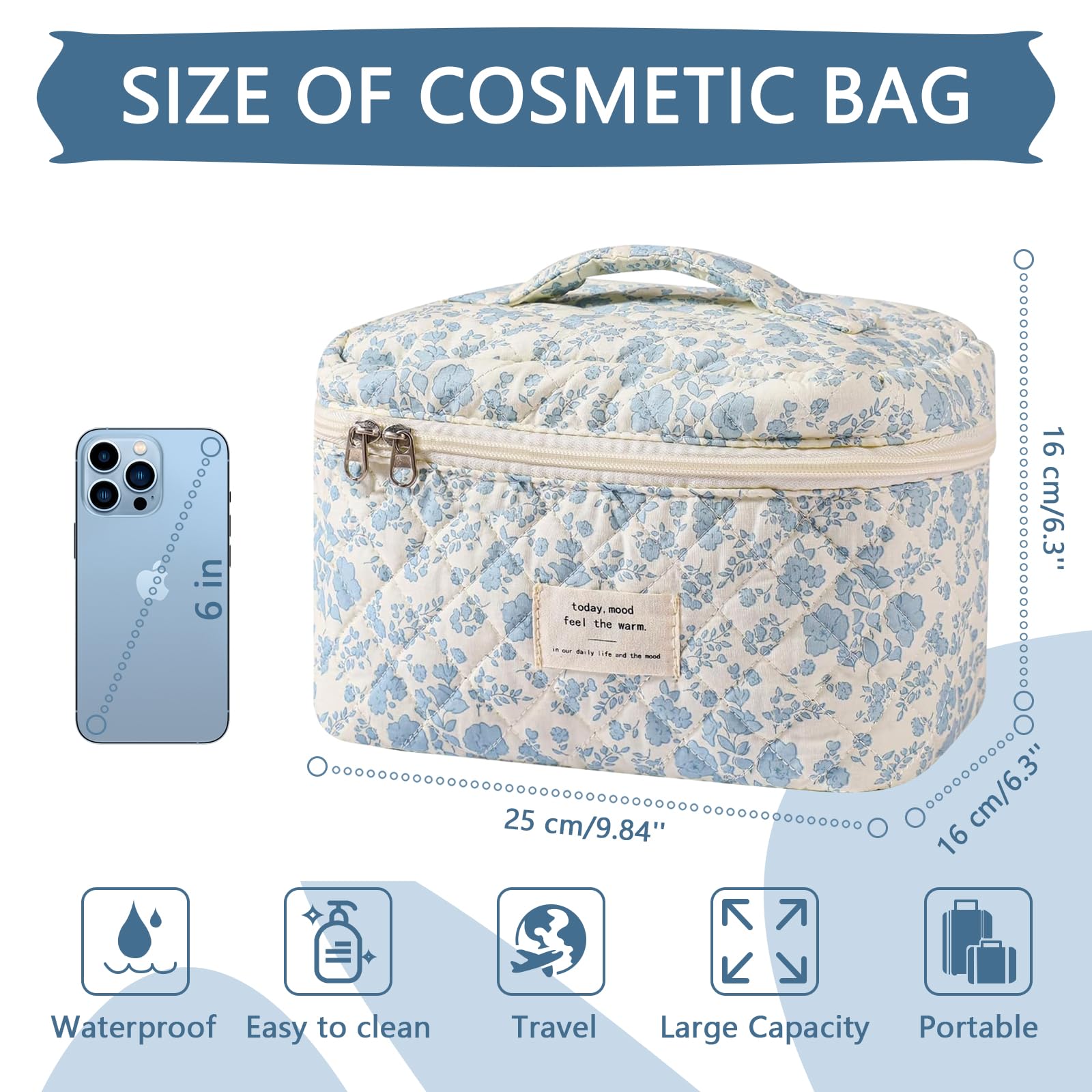 Gosect makeup bag for travel essentials, keeps cosmetics neatly organized.