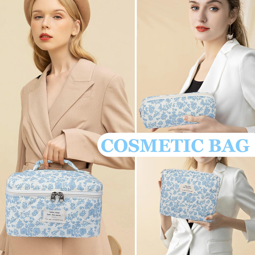 Gosect quilted makeup bag side profile highlighting compact design.